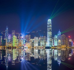 Brightly-lit city at night picture material