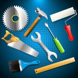 Brush slotted screwdriver and other tools vector