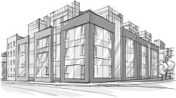 City building vector lines