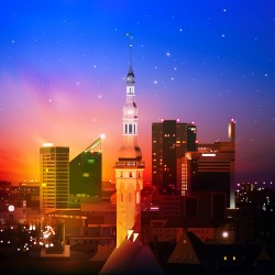 City Lights Vector under the stars
