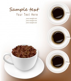 Coffee and coffee beans background material vector