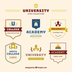 Collection of badges university in elegant style Vector | Free Download