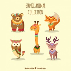 Collection of ethnic animals with ornaments Vector | Free Download