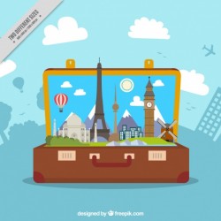 Colorful monuments in a suitcase Vector | Free Download