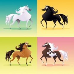 Coloured horses collection Vector | Free Download