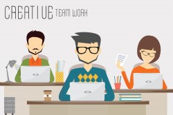 Computer office professional men and women vector