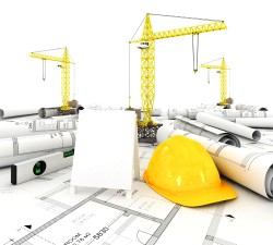 Crane and architectural drawings picture material