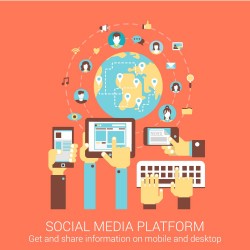 Earth mobile social network diagram vector