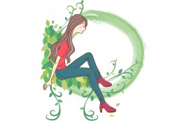 Girl Vectors sitting on a wreath – Female Woman – Vector People