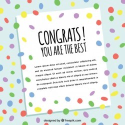 Greeting card with confetti and blue background Vector | Free Download