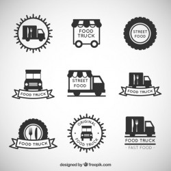 Hand drawn food truck logo collection Vector | Premium Download