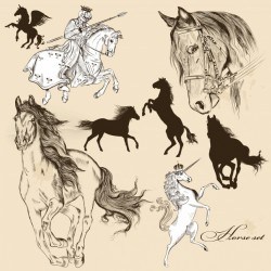 Hand drawn horses collection Vector | Premium Download