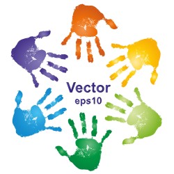 Handprint color background vector