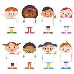 Holding a sign cartoon children vector