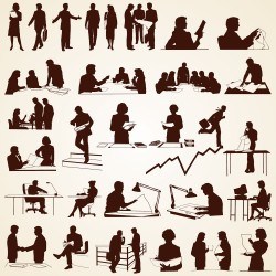 Office silhouette figures vector