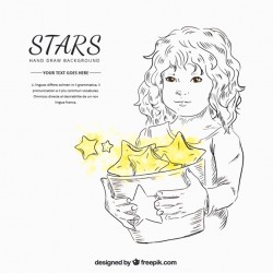 Pretty girl holding a bucket with yellow stars Vector | Free Download