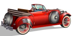 Red retro car vector