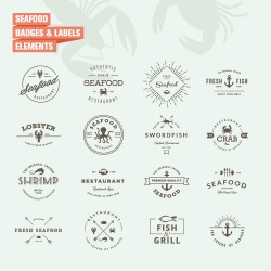 Seafood label design vector