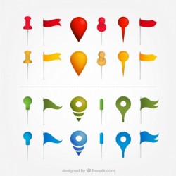 Selection of map pointers with different colors Vector | Free Download