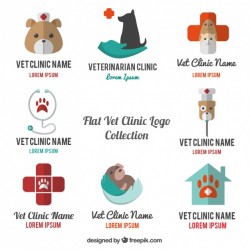 Selection of vet logos in flat design Vector | Free Download