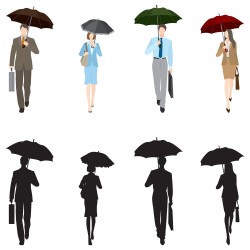Take an umbrella silhouette figures vector
