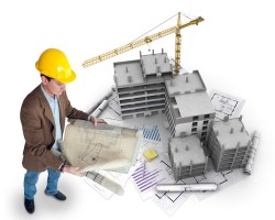 Take drawing characters and 3D construction picture material