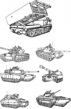 Tanks line drawing vector diagram