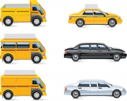 Taxi cars and vans vector