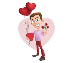Valentine’s Illustration of a Vector Boy – Vector Characters