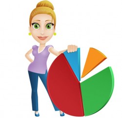 Vector Lady Behind Pie Chart – Vector Characters