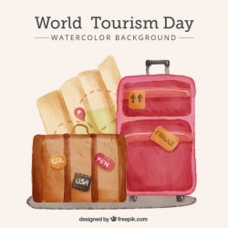 Watercolor background with suitcases Vector | Free Download