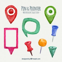 Watercolor pin and pointer collection Vector | Premium Download