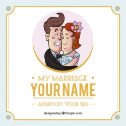 Wedding invitation with the bride and the groom Vector | Premium Download