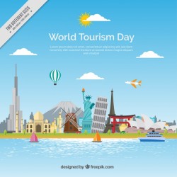 World tourism day background with monuments Vector | Free Download