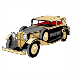Yellow retro car vector illustration