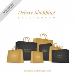 Background of black and golden luxury bags