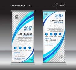 banner roll up flyer stand template vector 02