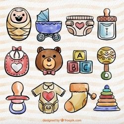 Beautiful watercolor baby items