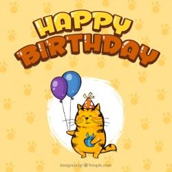 Birthday background with cat