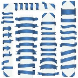 Blue ribbon banners vectors 01