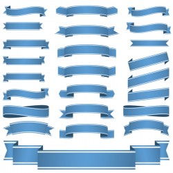 Blue ribbon banners vectors 02