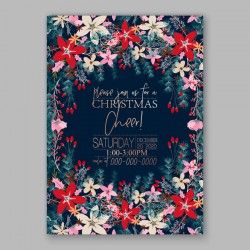 Blue wedding cards template with elegant flower vector 15