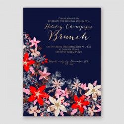 Blue wedding cards template with elegant flower vector 21