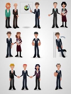 Business men and women vector cartoon Cooperation