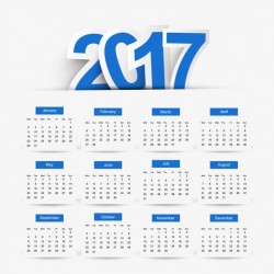 2017 calendar, blue color