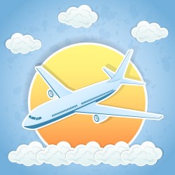 Cartoon aircraft and clouds vector