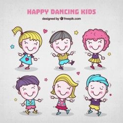 Children hand drawn dancers