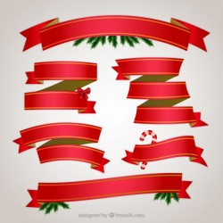 Collection of red christmas ribbons