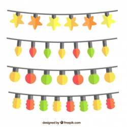 Collection of strings with colorful bulbs Vector