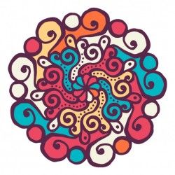 Colorful mandala with wavy shapes